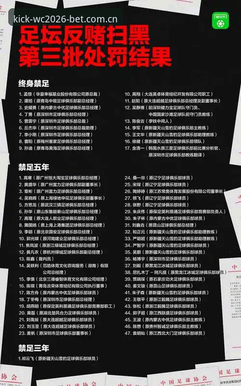 外围体育App怎么用评测 中国足协第三批禁足名单详解:17人终身禁足,48人遭重罚